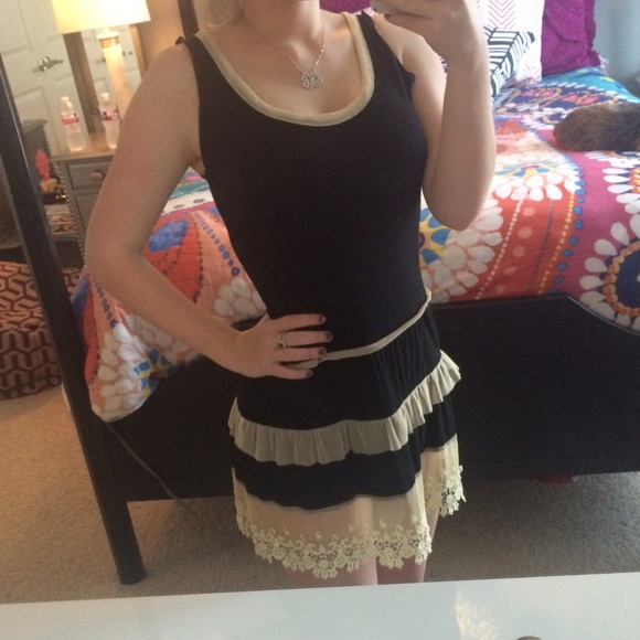 SOLD Black and cream lace tank/dress