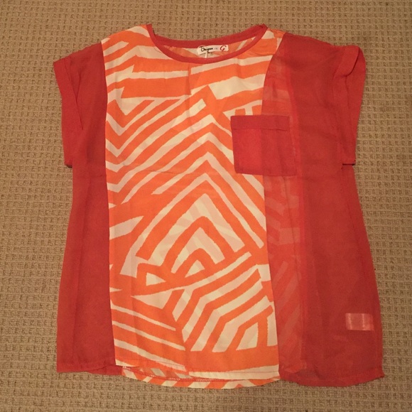 Coral and orange sheer top