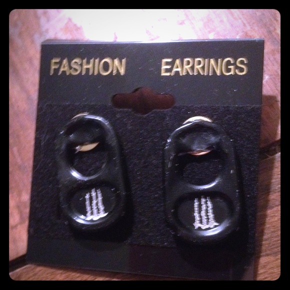 Homemade tab earrings