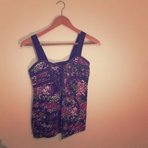 Little Yellow Button Floral Tank