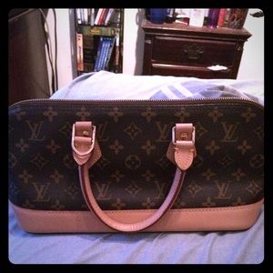 Brown and tan mini alma monogram bag