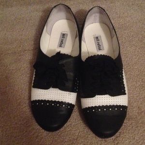 Black and white tuxedo shoes