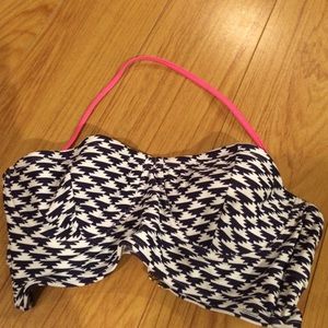 Dark blue and white strapless top