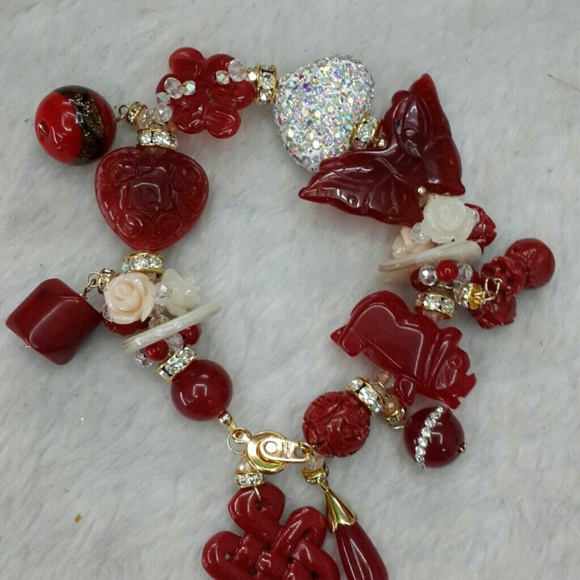 Red butterfly with infinity and Swarovski bracelet