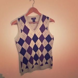Purple and Navy Argyle Sweater Vest
