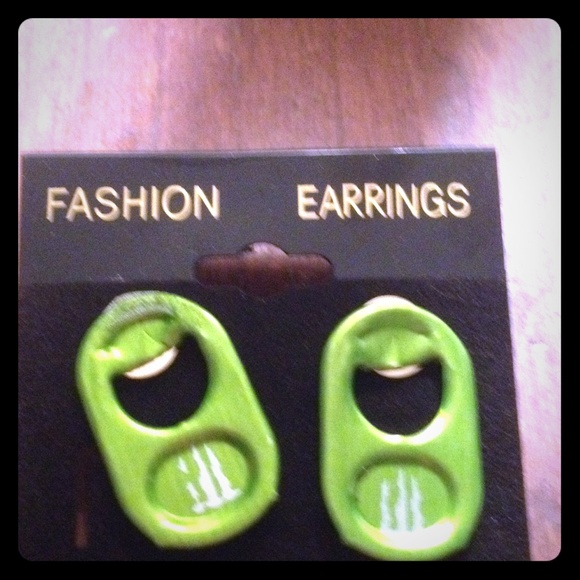 Homemade original monster tab earrings.