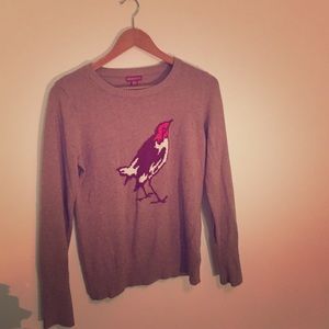 Light Brown Sweater with Burgundy Bird