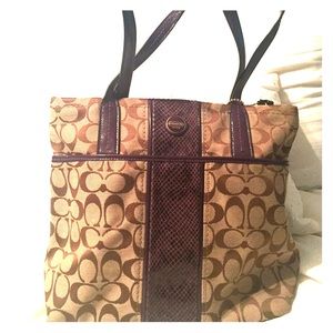 Purple and tan coach bag