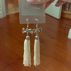 Never worn!!! FRINGE BOW EARRINGS