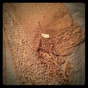 Crocheted taupe Liz Clairborne shawl/scarf