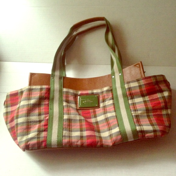 Tommy Hilfiger plaid patent leather medium handbag - Picture 1 of 4