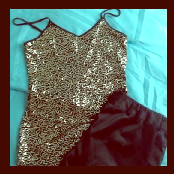 Express black and gold sequin top