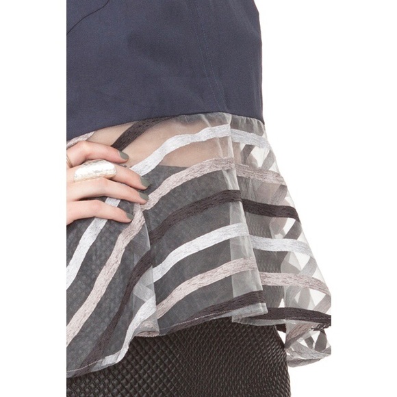 ‼️‼️Navy & Striped Sheer Crop Top - Picture 4 of 4