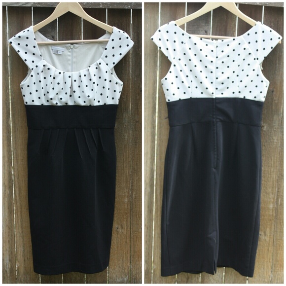 Black & White Polkadotted Sheeth Dress - Picture 3 of 3