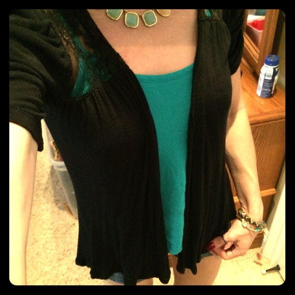 Lacey back short sleeve light "jacket"