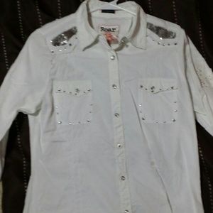 Roar long sleeve womens button up shirt