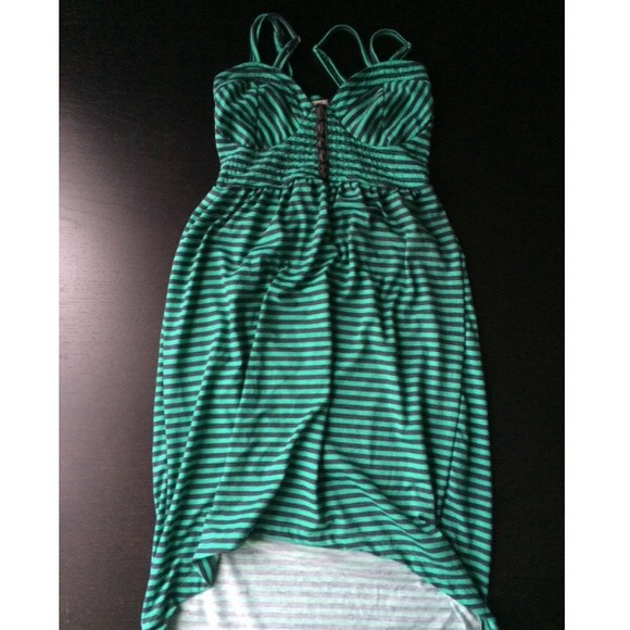 Strips high low dress