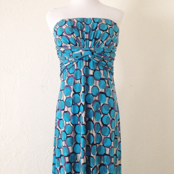 Blue Patterned Maxi Dress - Picture 2 of 5