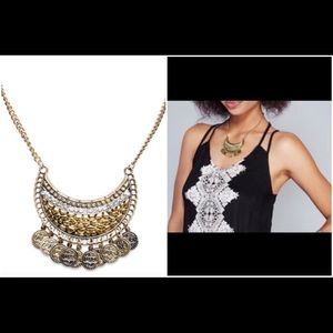 NWT! Gold gypsy coin bib necklace