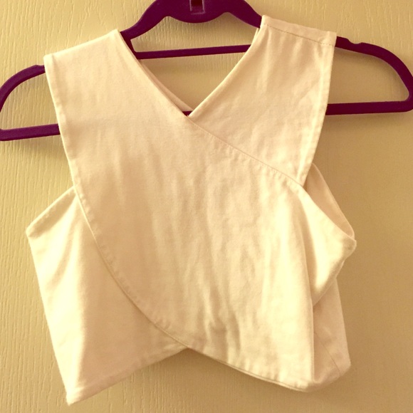 White halter crop top