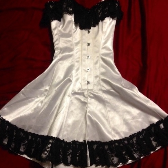 White steel boned corset dress