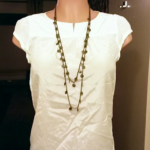 Club Monaco opalescent white silk blouse