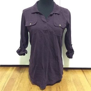 Purple, 3 quartered sleeved Eddie Bauer shirt