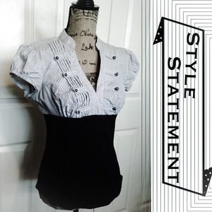 Unique White w/black pinstripes & Black Top