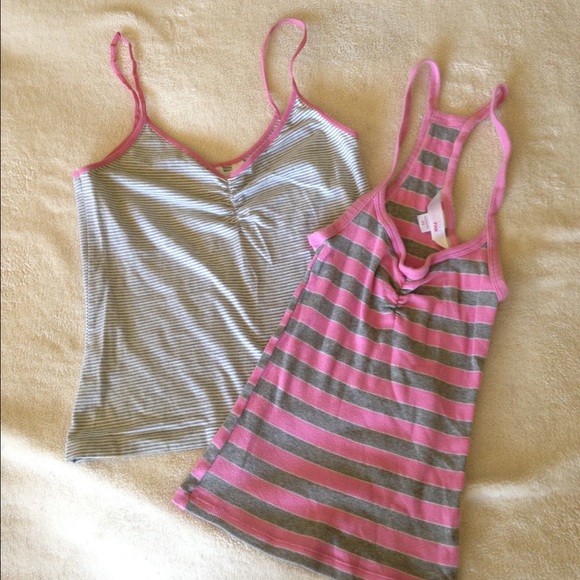 VS PINK TANK TOP BUNDLE - 2;Sz XS; pink/gry/wht