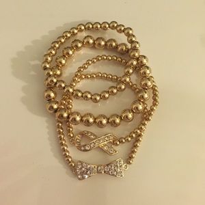 Gold bead bracelet set