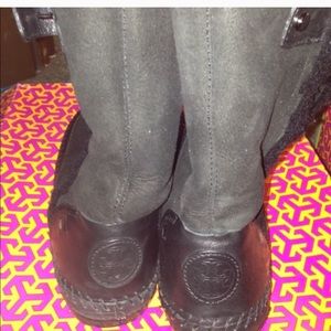 Tory Burch black fur booties