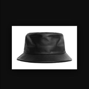 Black leather bucket hat