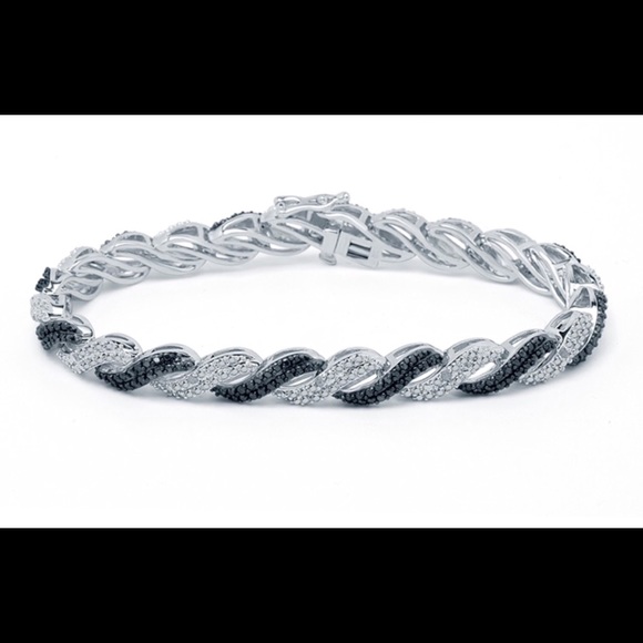0.5CTTW BlackWhite Diamond Waves tennis Bracelet