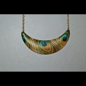 Peacock feather necklace