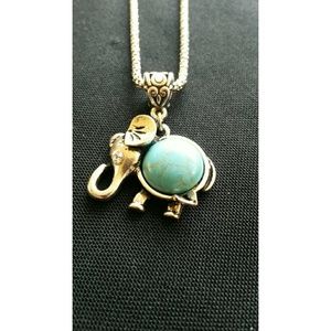 Turquoise & Silver Elephant Necklace!
