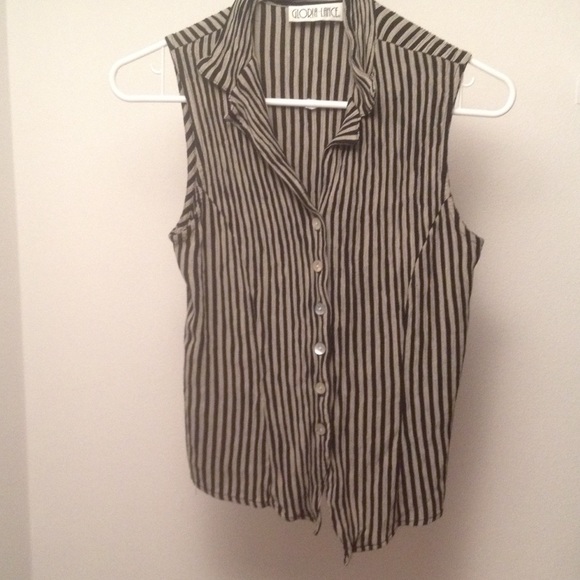 VINTAGE Striped Sleeveless Blouse