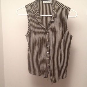 VINTAGE Striped Sleeveless Blouse