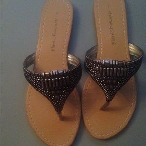 Silver black flip flop