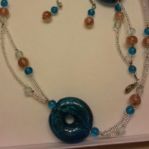 Millefiori murano glass jewelry set