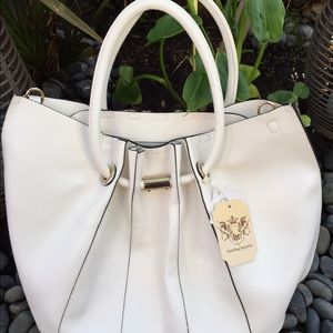 White leather handbag