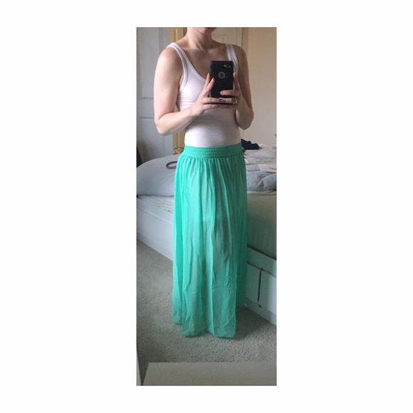 Sheer Green Maxi Skirt - Picture 2 of 2