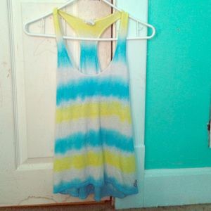 blue, green, white tank top/top
