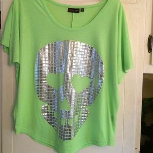 Dazzling Bright green skull top