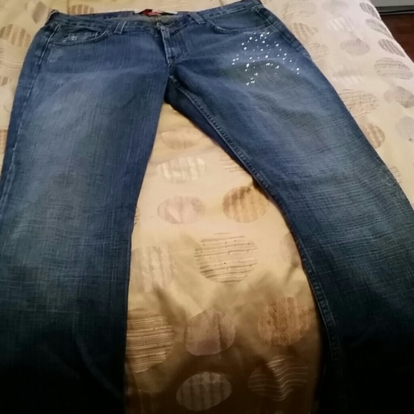 Mossimo Jean's with crystals on left pocket.