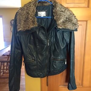 Dark teal faux leather jacket