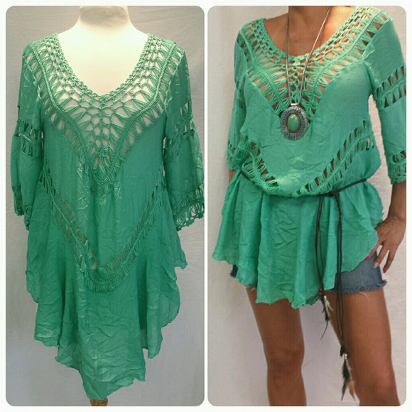 Mint Colored Boho Style Tunic