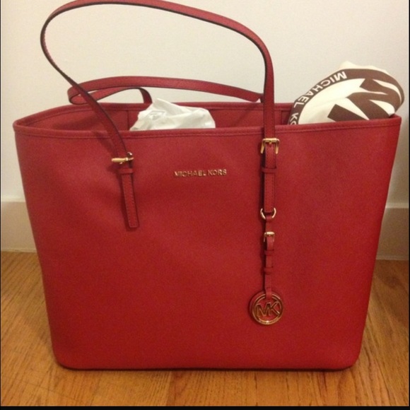 SOLD RED MK jet set tote