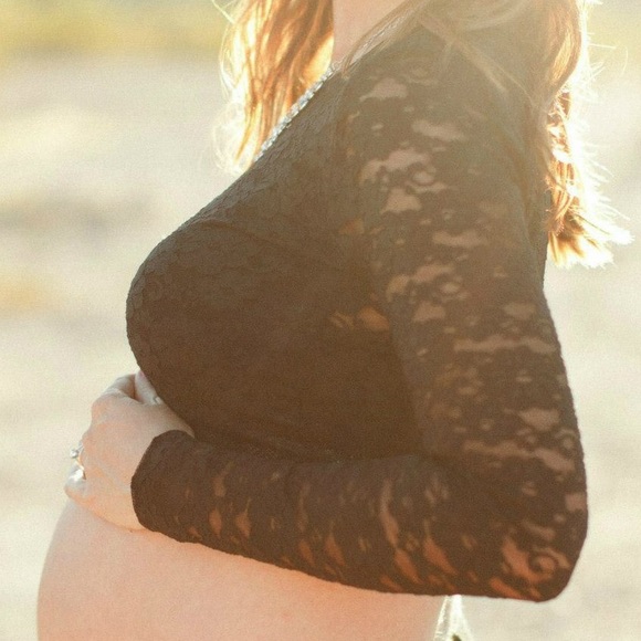 Black Lace Long Sleeve Crop Top