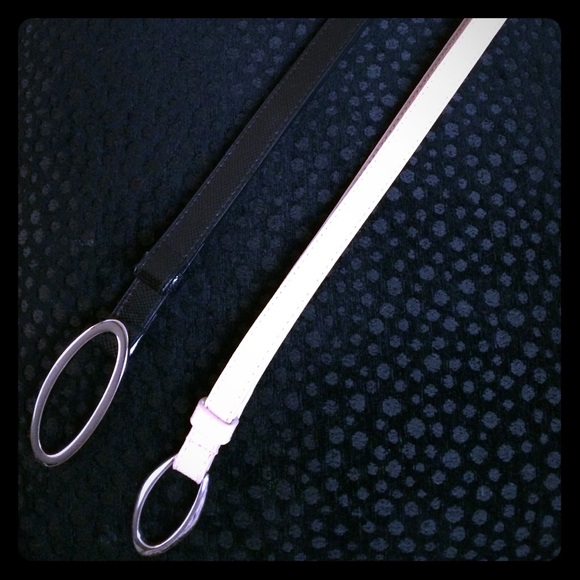 2 skinny clip leather  belts- expandable