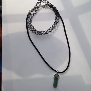 tattoo choker and green Quartz choker set
